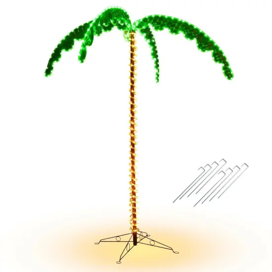 7 Feet LED Pre-lit Artificial Palm Tree Decor with Light Rope Perfect for Indoor-Outdoor Use {1}
