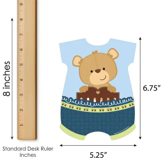 Big Dot of Happiness Baby Boy Teddy Bear - Picture Bingo Cards and Markers - Baby Shower Shaped Bingo Game - Set of 18 {6}