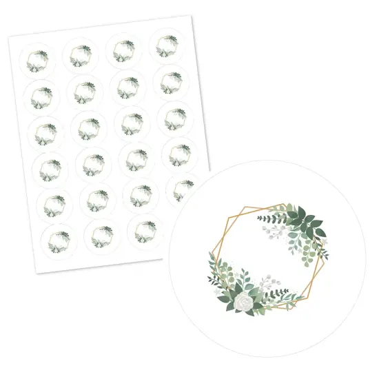 Big Dot of Happiness Boho Botanical - Greenery Party Circle Sticker Labels - 24 Count {3}