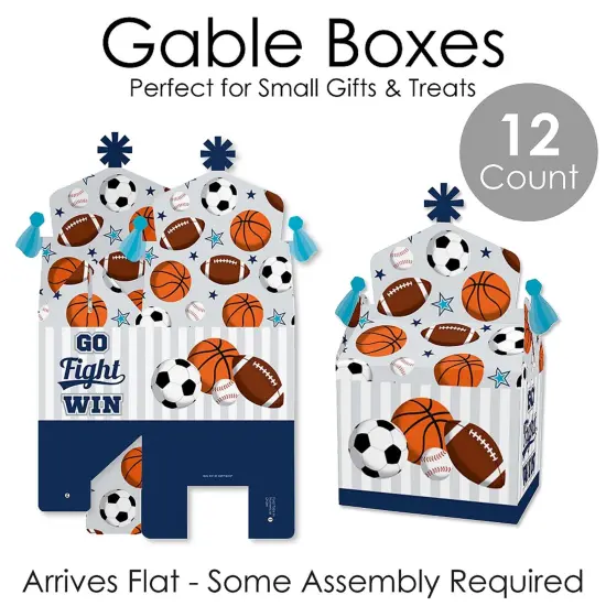 Big Dot of Happiness Go, Fight, Win - Sports - Treat Box Party Favors - Baby Shower or Birthday Party Goodie Gable Boxes - Set of 12 {7}