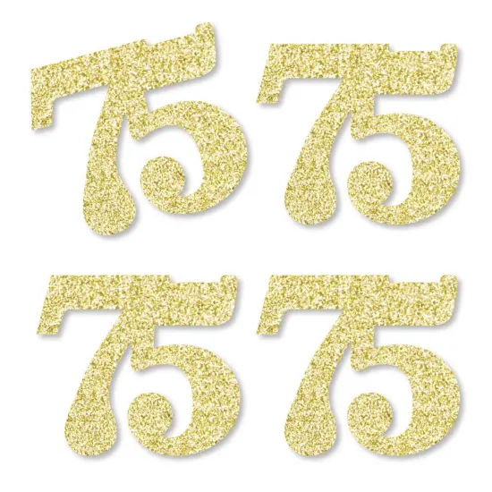 Big Dot of Happiness Gold Glitter 75 - No-Mess Real Gold Glitter Cut-Out Numbers - 75th Birthday Party Confetti - Set of 24 {1}