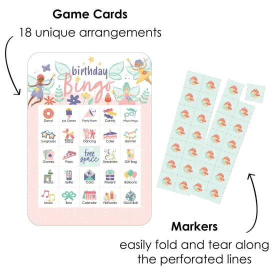 Big Dot of Happiness Let's Be Fairies - Picture Bingo Cards and Markers - Fairy Garden Birthday Party Shaped Bingo Game - Set of 18 {3}