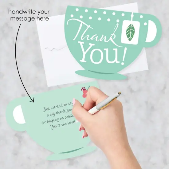 Big Dot of Happiness Floral Let's Par-Tea - Shaped Thank You Cards - Garden Tea Party Thank You Note Cards with Envelopes - Set of 12 {3}