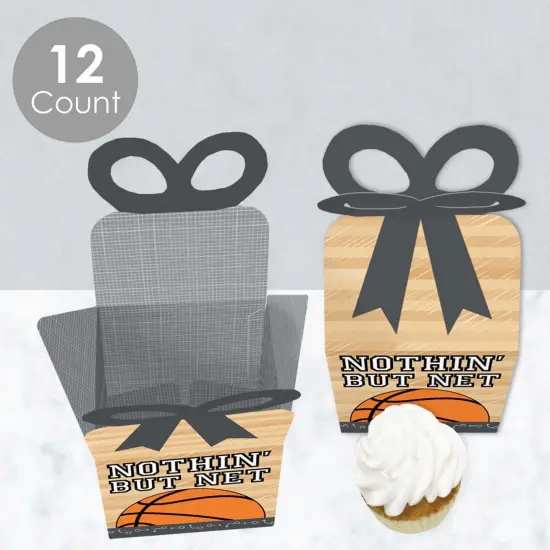 Big Dot of Happiness Nothin' but Net - Basketball - Square Favor Gift Boxes - Baby Shower or Birthday Party Bow Boxes - Set of 12 {4}