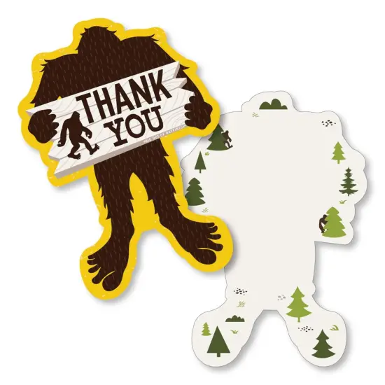 Big Dot of Happiness Sasquatch Crossing - Shaped Thank You Cards - Bigfoot Party or Birthday Party Thank You Note Cards with Envelopes - Set of 12 {1}