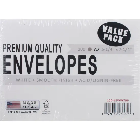 Leader A7 Envelopes (5.25"X7.25") 100/Pkg-White {1}