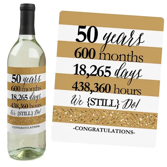 Big Dot of Happiness We Still Do - 50th Wedding Anniversary Decorations for Women and Men - Wine Bottle Label Stickers - Set of 4 {3}