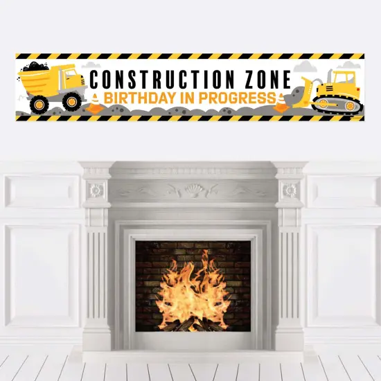 Big Dot of Happiness Dig It - Construction Party Zone - Happy Birthday Decorations Party Banner {1}