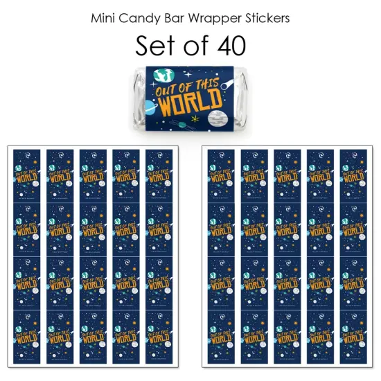 Big Dot of Happiness Blast Off to Outer Space - Mini Candy Bar Wrapper Stickers - Rocket Ship Baby Shower or Birthday Party Small Favors - 40 Count {4}