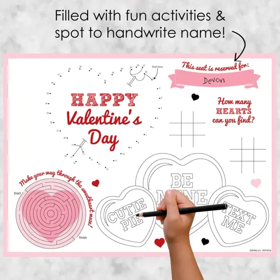 Big Dot of Happiness Conversation Hearts - Paper Valentine's Day Party Coloring Sheets - Activity Placemats - Set of 16 {3}