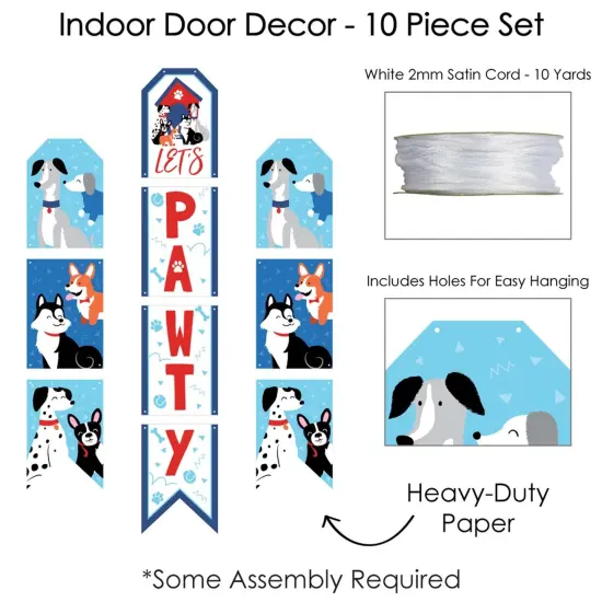 Big Dot of Happiness Pawty Like a Puppy - Hanging Vertical Paper Door Banners - Dog Baby Shower or Birthday Party Wall Decor Kit - Indoor Door Decor {6}