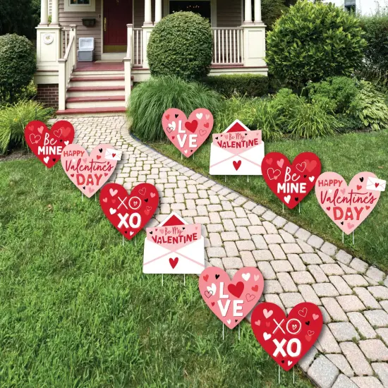 Big Dot of Happiness Happy Valentine's Day - Hearts, Envelope Lawn Decorations - Outdoor Valentine Hearts Party Yard Decorations - 10 Piece {1}