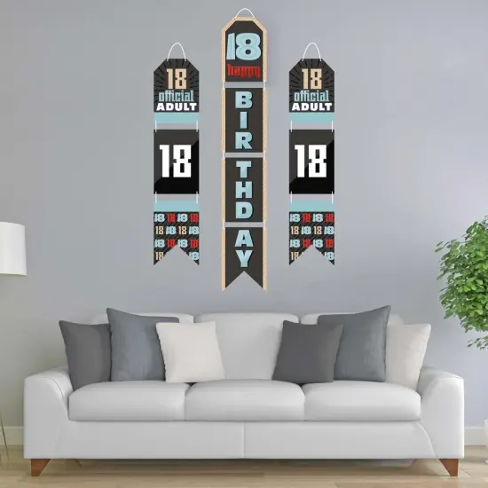 Big Dot of Happiness Boy 18th Birthday - Hanging Vertical Paper Door Banners - Eighteenth Birthday Party Wall Decoration Kit - Indoor Door Decor {3}
