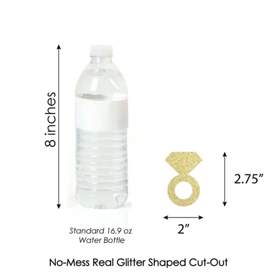 Big Dot of Happiness Gold Glitter Diamond Ring - No-Mess Real Gold Glitter Cut-Outs - Bridal Shower or Bachelorette Party Confetti - Set of 24 {4}
