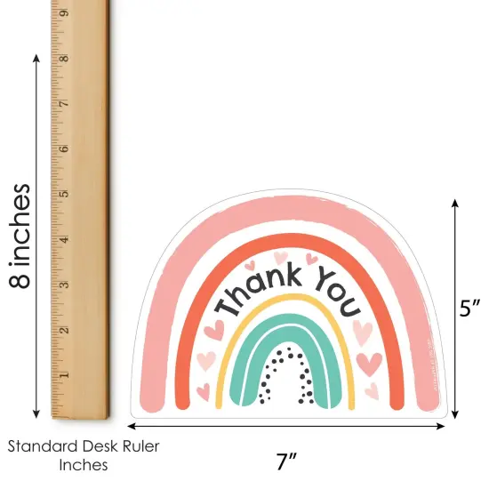 Big Dot of Happiness Hello Rainbow - Shaped Thank You Cards - Boho Baby Shower and Birthday Party Thank You Note Cards with Envelopes - Set of 12 {7}