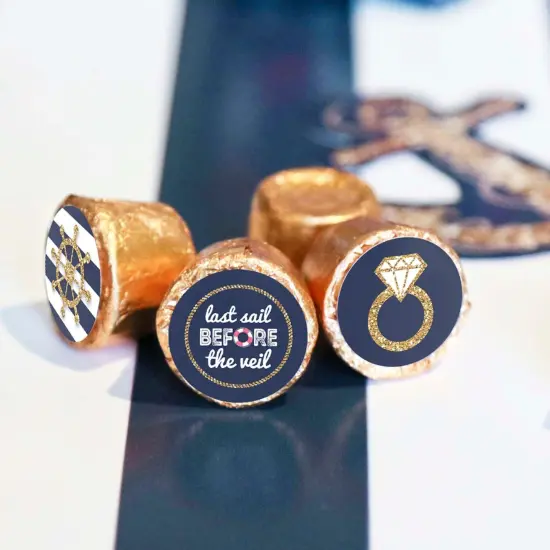 Big Dot of Happiness Last Sail Before the Veil - Nautical Bachelorette Party Round Candy Sticker Favors - Labels Fits Chocolate Candy (1 Sheet of 108) {6}