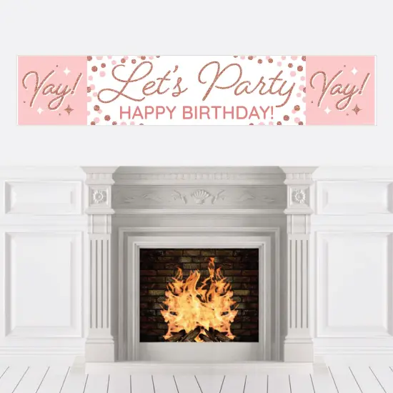 Big Dot of Happiness Pink Rose Gold Birthday - Happy Birthday Decorations Party Banner {1}