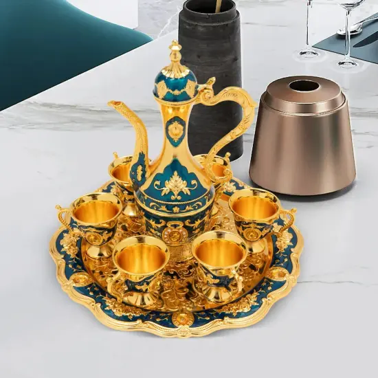 Luxury Turkish Tea Set, Vintage Turkish Coffee Set with Pot and 6 Cups for Home {3}