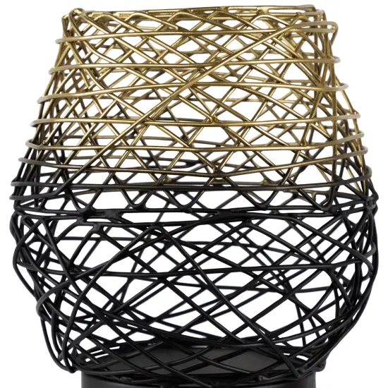 Northlight Small Woven Ombre Iron Votive Candle Holder - 6.25" - Black and Gold {7}