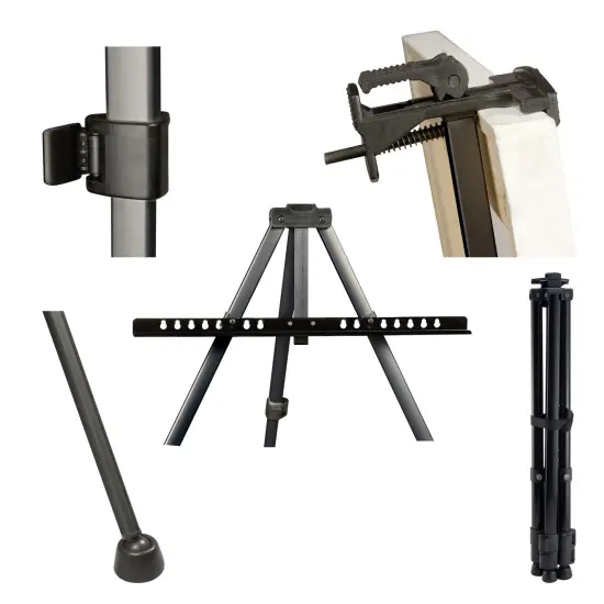 Creative Mark Feather Portable Lightweight Painting Adjustable Folding Tripod Easel Stand for Painting with Tripod Weight Bag, Easy-Lok Canvas Holder Fits 1.5" Canvases from 4''-30'' Tall {6}