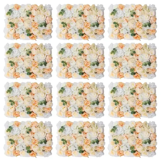 12X Fake Flower Wall Panel Wedding Decor Artificial Silk Rose&peony Flower Panel {3}