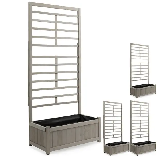 Casafield Wooden Climbing Planter Box -Raised Garden Bed with Trellis Plant Stand for Outdoor {7}