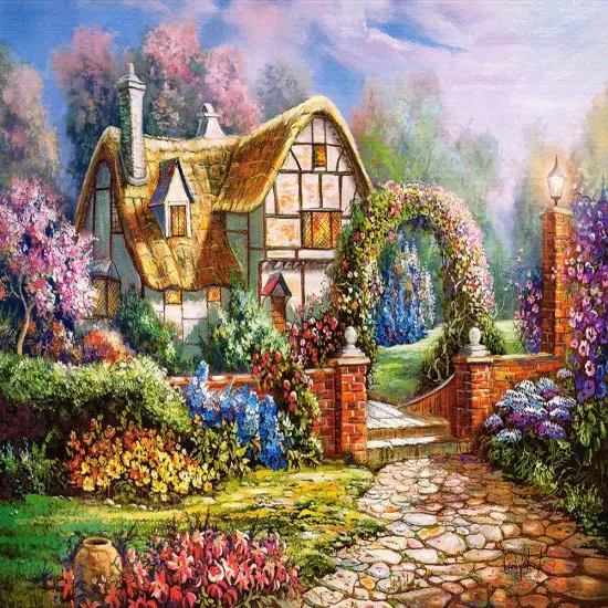 500 Piece Jigsaw Puzzle, Wiltshire Gardens, Charming Nook, Countryside, Adult Puzzles, Castorland B-53032 {2}