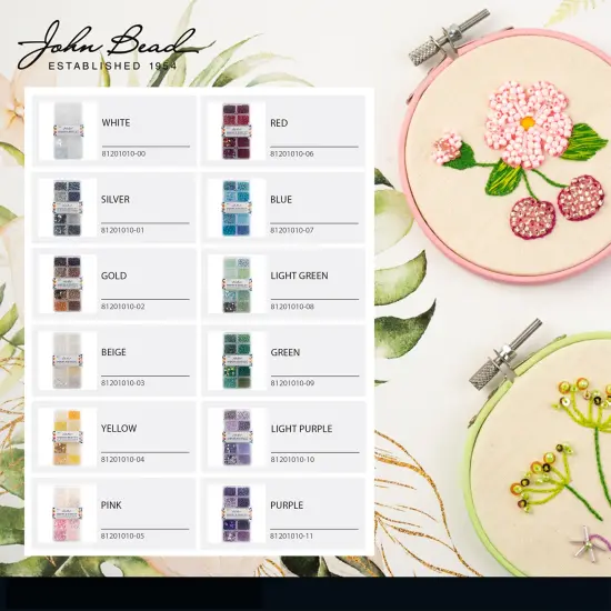 John Bead 10 Types Mix Sequins & Beads Kit Yellow {6}