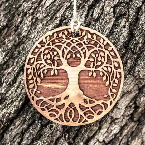 Celtic Tree of Life - Raw Cedar Ornament 3x3in {4}
