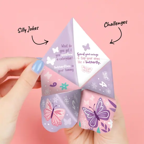 Big Dot of Happiness Beautiful Butterfly - Floral Baby Shower or Birthday Party Cootie Catcher Game - Jokes and Dares Fortune Tellers - Set of 12 {4}