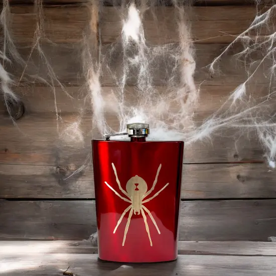 8oz RED Black Widow Flask {4}