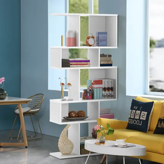 Costway 5 Cubes Ladder Shelf Freestanding Corner Bookshelf Display Rack Bookcase {2}