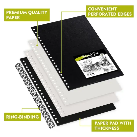 8.5"x11" Hardbound Sketch Book, Double-Sided Hardcover Sketchbook, Spiral Sketch Pad, Durable Acid Free Drawing Art Paper for Kids & Adults {4}