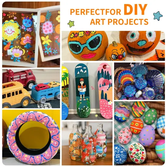 12 Colors Permanent Paint Markers Medium Tip Never Fade Quick Drying and Waterproof Marker Set for Metal, Wood, Fabric, Tire, Stone, Canvas, Mugs, Glass, DIY Craft {5}