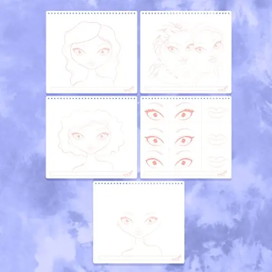 Make-up & Hair Design Sketch Portfolio (11452) Sketchbook for Beginners, Sketchbook with Stencils and Stickers for Ages 6 and Up {5}