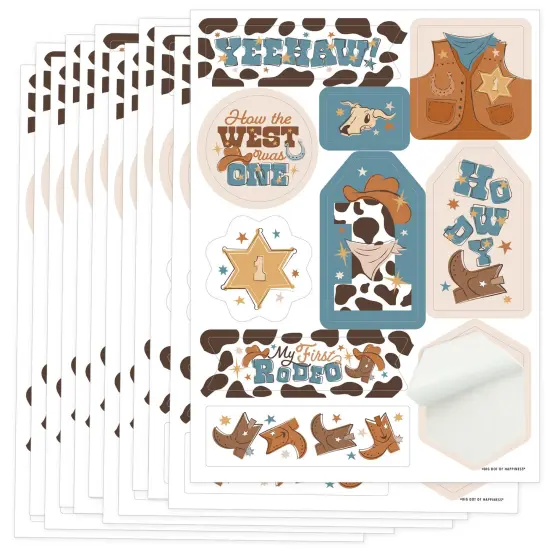 Big Dot of Happiness My First Rodeo - Little Cowboy 1st Birthday Party Favor Sticker Set - 12 Sheets - 120 Stickers {1}