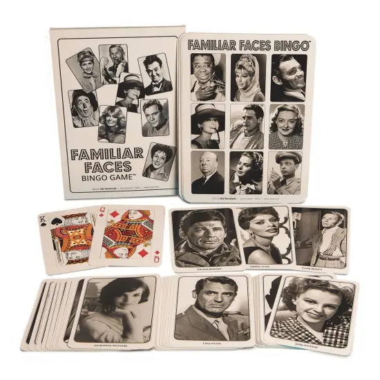 S&S Worldwide Familiar Faces Bingo Game for Up to 12 Players.Features Golden Age Celebrity Faces.Large 9-1/2" x 13" Bingo Cards and 5" x 7-1/4" Calling Cards are Easy to See for Seniors. {1}