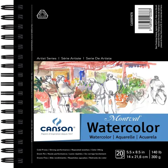 Canson Watercolor Pad 5.5"X8.5"-20 Sheets {1}
