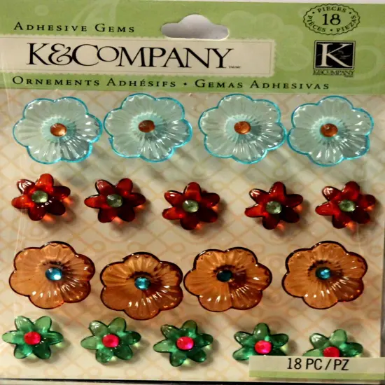 K & Company Handmade Cool Plastic Floral Gems Dimensional Stickers {1}