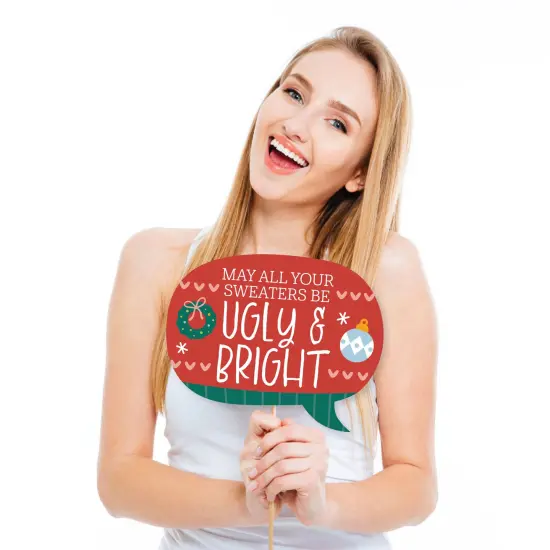 Big Dot of Happiness Funny Colorful Christmas Sweaters - Ugly Sweater Holiday Party Photo Booth Props Kit - 10 Piece {3}