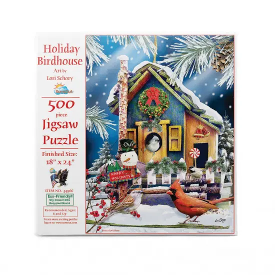 Sunsout Holiday Birdhouse 500 pc Christmas Jigsaw Puzzle 34966 {4}