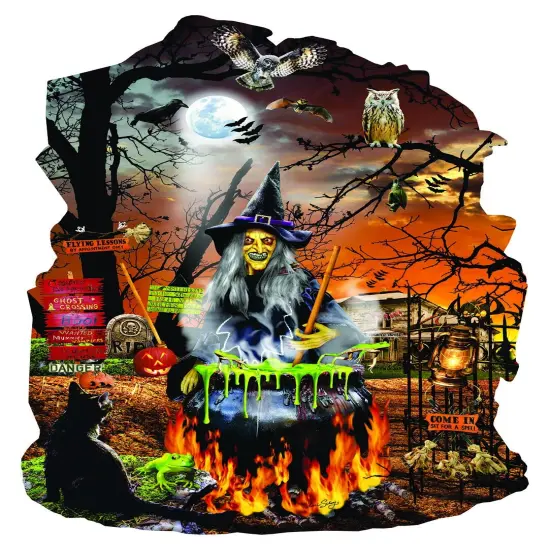 Sunsout Witch's Brew 1000 pc Special Shape Halloween Jigsaw Puzzle 96036 {1}