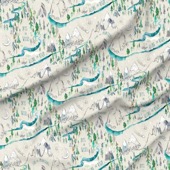 Various Fabrics by the Yard or Fat Quarter Map Kid'S Outdoors Woodland Mountains Woods River Forest Trees Custom Printed Fabric by Spoonflower {6}