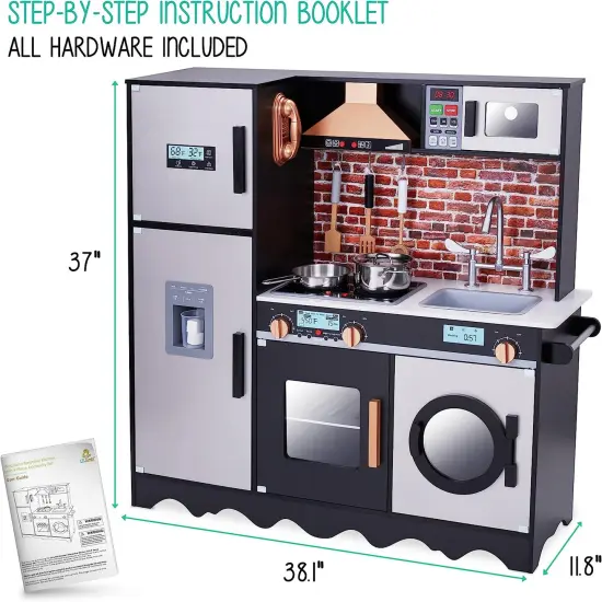 Lil’ Jumbl kitchen set for kids Interactive Play Kitchen Pretend Wooden Play Kitchen {6}