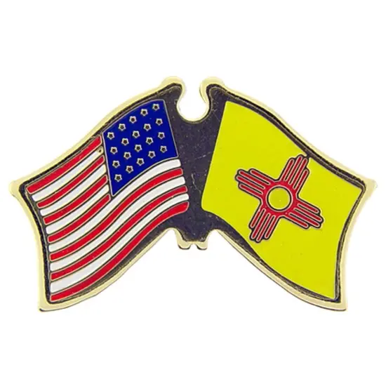 American & New Mexico Flags Pin 1" {1}