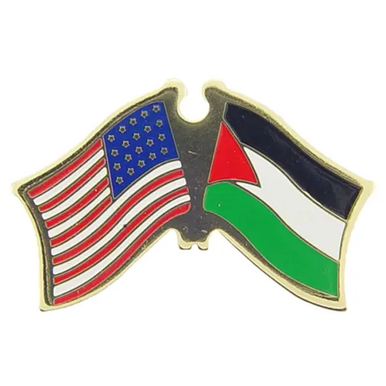 American & Palestine Flags Pin 1" {1}