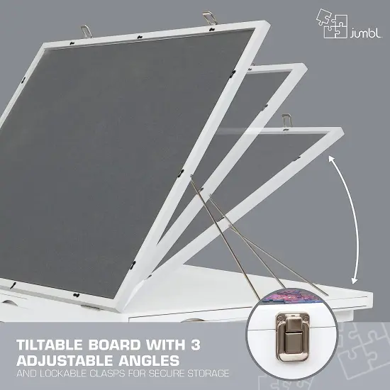 Jumbl 1500 Piece Puzzle Board 27&rdquo; x 35&rdquo; with Drawers and Removable Cover White {3}