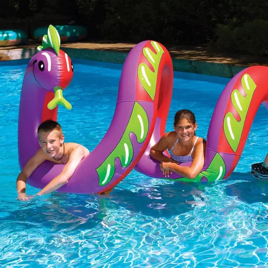 Swim Central Inflatable Purple and Green Two Headed Curly Serpent Swimming Pool Float Toy, 96-Inch {3}
