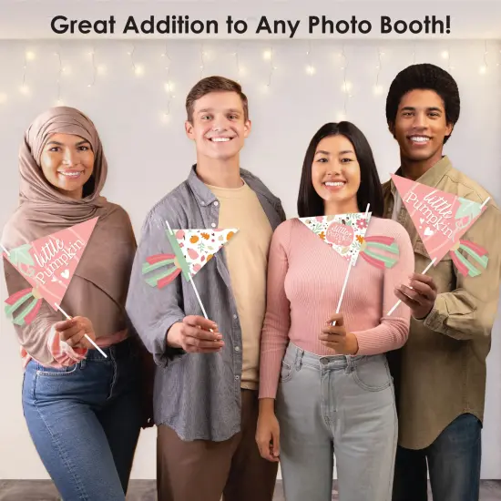 Big Dot of Happiness Girl Little Pumpkin - Triangle Fall Birthday Party or Baby Shower Photo Props - Pennant Flag Centerpieces - Set of 20 {6}