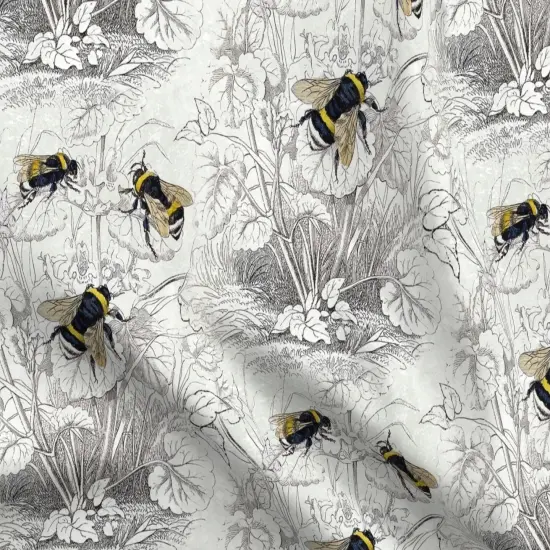 Various Fabrics by the Yard or Fat Quarter Bee Honey Floral Flowers Vintage Antique Illustration Pencil Drawing Flower Sketch Honeybee Custom Printed Fabric by Spoonflower {5}
